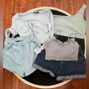 BLUE CROPTOP AND SHORTS BUNDLE